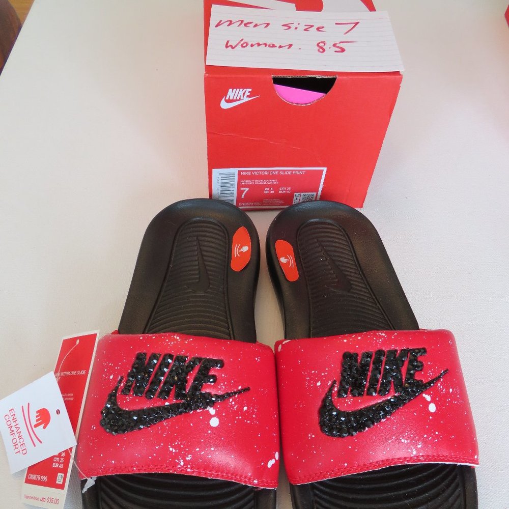 Blinged Nike Victori One Slides